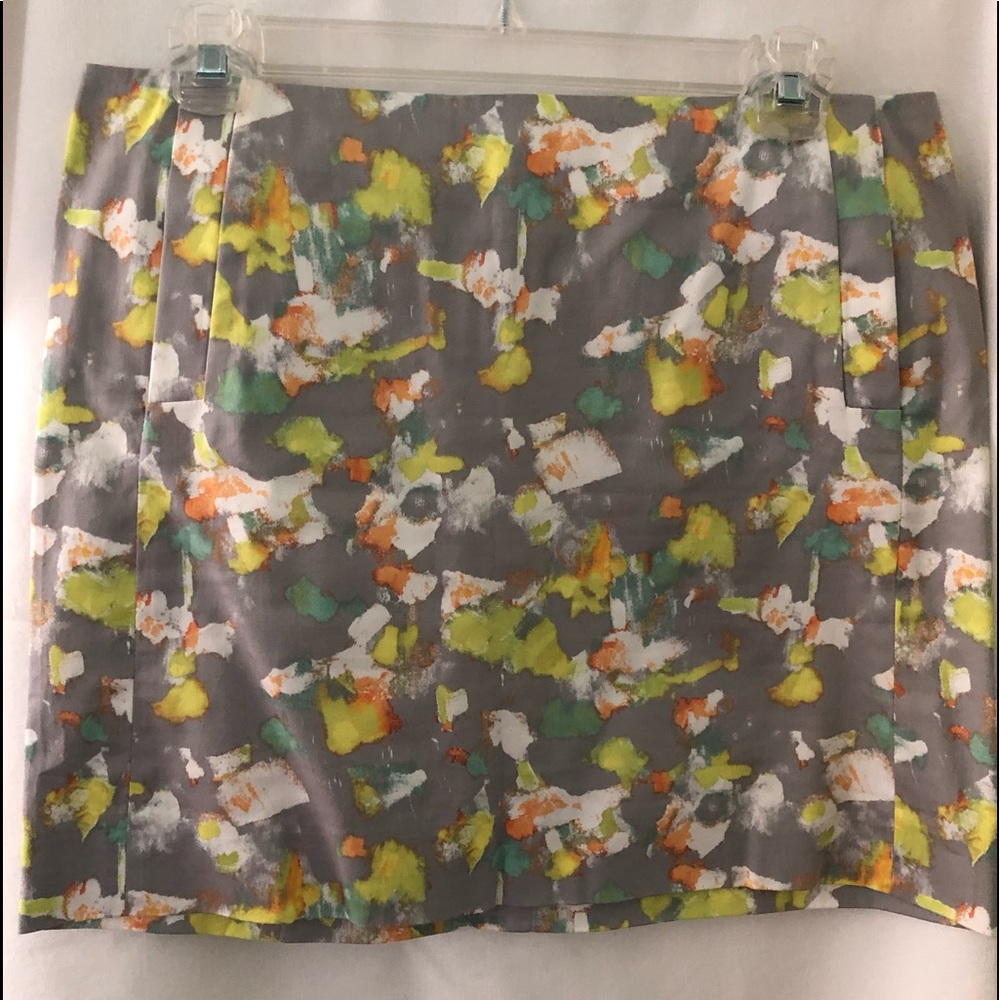 J. Crew 16” cotton unlined skirt,gray/yellow/white